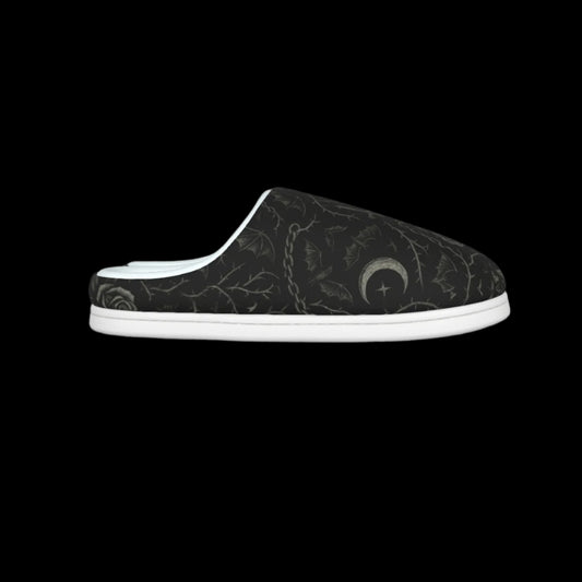 Velvet Tomb "Nocturne Blooms" Gothic Indoor Slippers