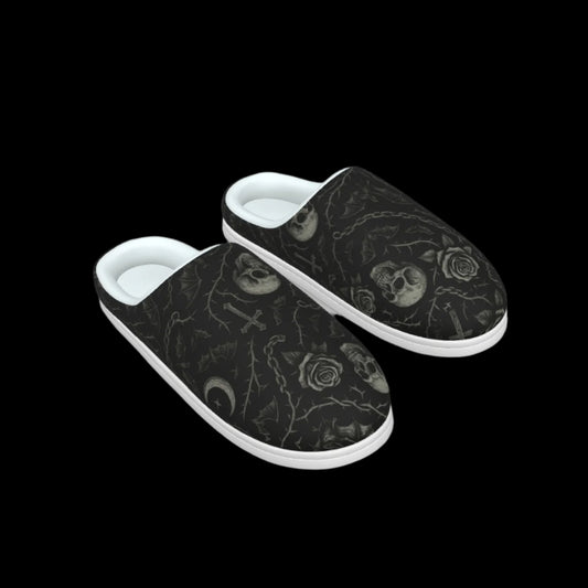 Velvet Tomb "Nocturne Blooms" Gothic Indoor Slippers